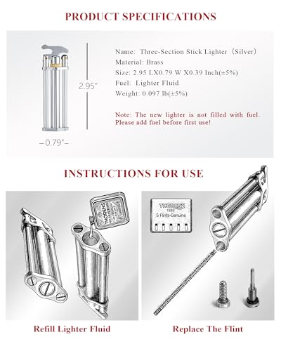 Encendedor Stick Tres Secciones Thorens Plata miniatura 7