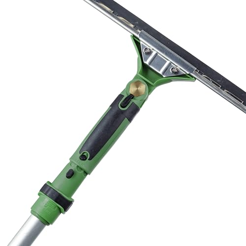 Image of Unger Commercial ErgoTec SwivelLoc Squeegee Handle, 0 Angle, Green /Black, Case of 5 - Ergonomic Swivel Handle for Low Window Cleaning LS000