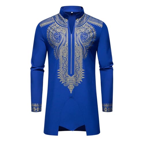 Haut et pantalon homme africain doré WWricotta ensemble ample col rond