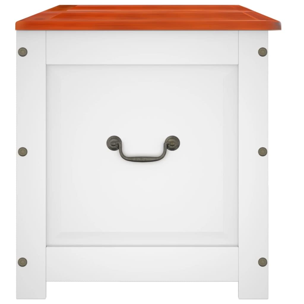 Baúl de madera maciza de acacia con tapa, baúl de almacenamiento con muelle de gas, baúl de madera marrón y blanco, versátil como mesa de café o caja de almacenamiento