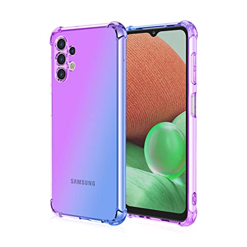 Draamvol for Samsung Galaxy A13 Phone Case Ultra Slim Soft TPU Shockproof Clear Two Color Gradient Air-cushioned Protection Non-Yellowing Phone Cover Purple & Blue