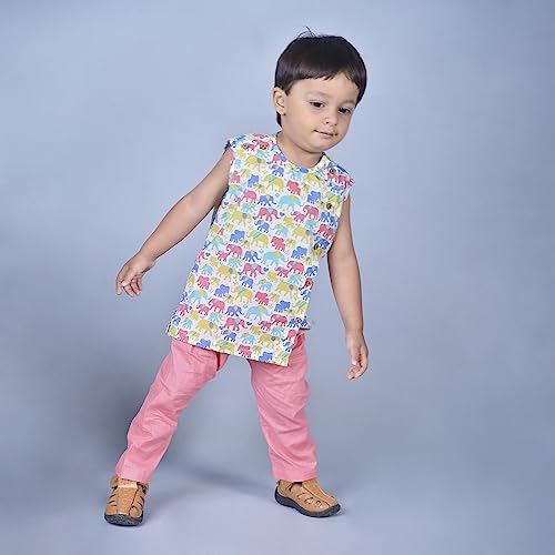 Image of POLKA TOTS Pure Cotton New Born Dress | Ultra-Soft, Breathable & Lightweight Sleeveless Jhabla Pant Set for Baby Boys & Girls | Baby Summer Clothes | Traditional Jabla & Pyjama Set for Newborns