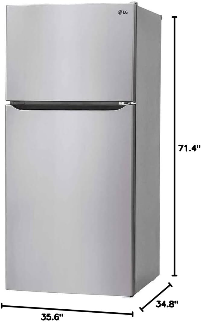 Dimensions diagram of the LG 24 cu. ft. Top Freezer Refrigerator showing height, width, and depth.
