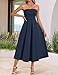 ZESICA Women's Summer Strapless Cocktail Dresses 2026 Elegant Off Shoulder Flowy A Line Wedding Guest Party Midi Dress Navy Small