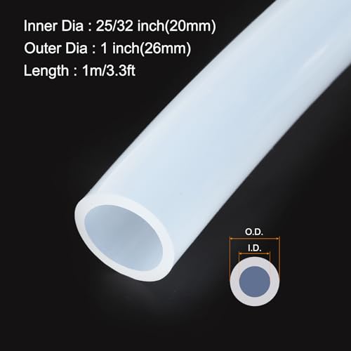 Image of 3.3ft 25 /32 inch ID x 1 inch OD Silicone Tubing Clear 20mm x 26mm Industrial Plastic Tubing Pure Silicone Hoses for Pump Siphoning Draining Irrigation Brewing