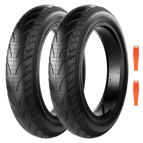 Balinge E-Bike 20x4.0 Fat Tire 20 x 4 Fat Tire 2 Pack Heavy Duty High-Performance Wear-Resistant Mountain Snow Bike Tire, E-Bike Tires 20x4, 20x4 Tire, Black，2Tires 2 Levers