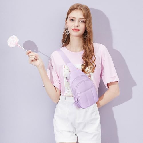 Image of Viverte Quilted Puffer Crossbody Bags for Girls Gifts for Teen Girls Sling Bag Lightweight Cross Body Bubble Purse Shoulder Bag for Travel (Lavender)