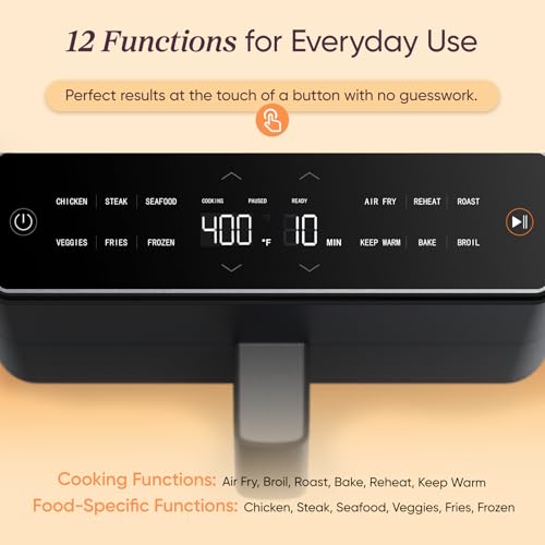 Image of Cosori Air Fryer 6.8-Qt, 12 One-Touch Functions, Dual Heating Elements for Even Cooking, Ceramic-Coated Nonstick Basket, Dishwasher-Safe, 1750W, Family Size for 4-6, Gray