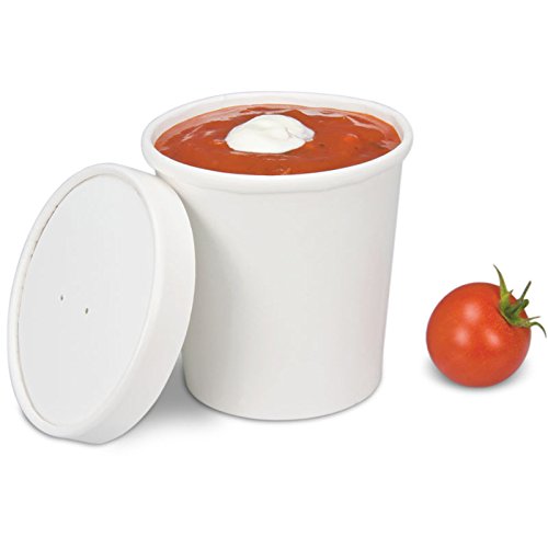 250 Soup to Go-Container inklusive Deckel - 16oz/400ml, Suppen Behälter, Suppen Schale to Go, extrastarker Pappbecher mit Dampfdeckel für Suppenbars