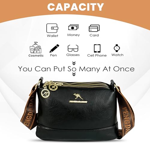 Image of Storite PU Leather Sling Bag, Crossbody Bag with Multi-Compartment for Women and Girls With Adjustable Shoulder Strap -(25x16x9 cm)