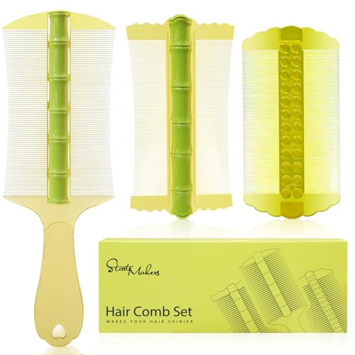 START MAKERS 3PCS Dandruff Comb Set - Extra Fine Tooth Combs for Women, Men, Kids - Removes Lice and Conditions Hair Care Grooming