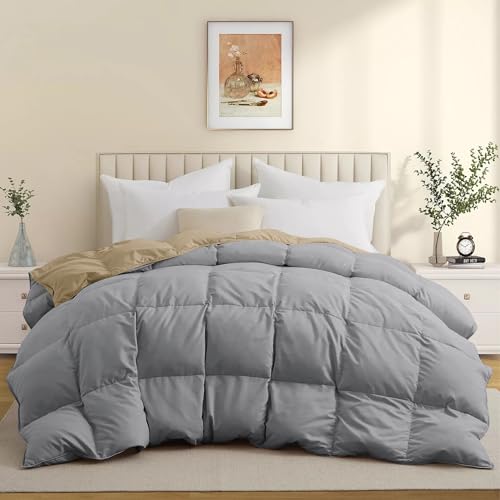 Image of 600 GSM Heavy Winter Comforter Single Size (60 inchX90 inch) - 600 GSM Microfiber Super Soft Fluffy for Winter Comforter /Rajai /Duvet /Blanket Single Size - Beige /Silver Grey Color
