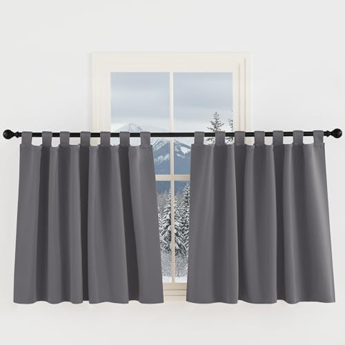 KGORGE Scheibengardinen 100 cm Hoch Schlaufenvorhang Blickdicht Kurz...