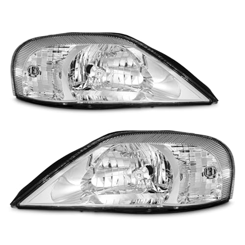 ADCARLIGHTS For 2000 2001 2002 2003 2004 2005 Mercury Sable Headlights Assembly Chrome-Plated Housing Halogen Headlights Driving and Passenger Side