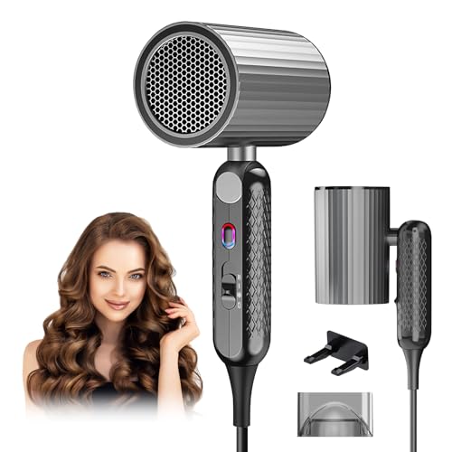 Anluomania Asciugacapelli 1800W, Phon Capelli Pieghevole, Asciugacapelli Ionico, 2 Velocità e 3 Impostazioni di Calore, con 1 Concentratore, Capelli ad Asciugatura Rapida, per Molte Acconciature