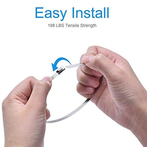 Image of Metal Cable Zip Ties Heavy Duty 7.8 Inch, Premium Stainless Steel Multi-purpose Self-locking Cable Ties Suitable in machinery, vehicles, farms, pipes, roofs,cables, Outdoor binding, 50 Pcs