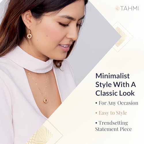 Tahmi Dainty 14K Yellow Gold-Filled Classic Love Knot Circle Pendant Necklace Classy Jewelry Jewelry Gift for Her - 18"2