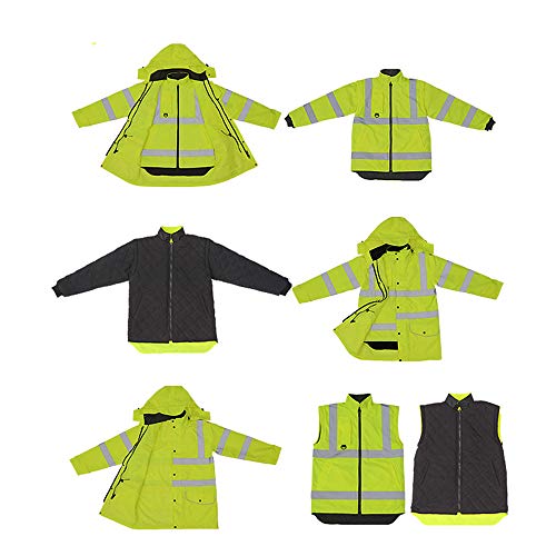 ANSI Class 3 High Visibility 7 in 1 Safety Winter Jacket For Men Safety Coat Traffic Reflective Parka Jacket2