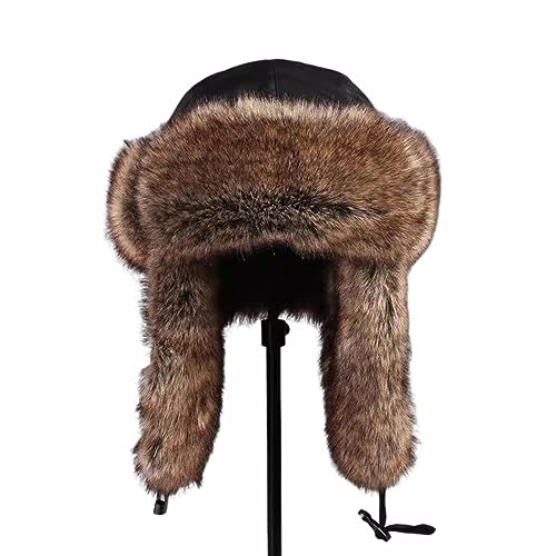 Image of Hat Men and Women Winter Skiing Cap Warm Faux Fur Hunting Trapper Hat