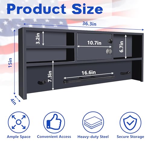 Montex Police Gear Rack with Lockbox Safe,Tactical Gear Racks Wall Mount Hanger,Police Academy Graduation Gift,Police Hanger Rack by Montex - Image 4