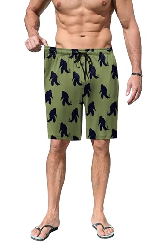 Image of Ekouaer Men's Pajama Shorts Soft Sleepwear Bottoms Elastic Waistband Loungewear Breathable Men Shorts with Pockets