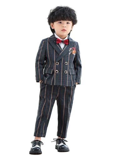 Costume 3 pièces à rayures pour garçon avec veste gilet et pantalon