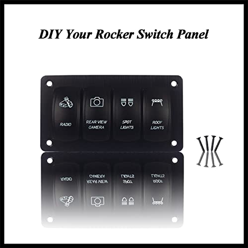 Image of Customize 4 Way Rocker Switch Panel White Led Toggle Switch Panel for Car Boat Marine RV Side by Side UTV Dashboard IP66