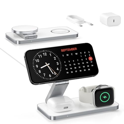 KEEPRO CX[d 3in1 ܂ݎ Magsafe[d 3̃foCX[d 15W/10W/7.5W }`[dX^h }OZ[t[Ed }Olbg iPhone/Apple Watch/AirpodsɑΉ [Ed 