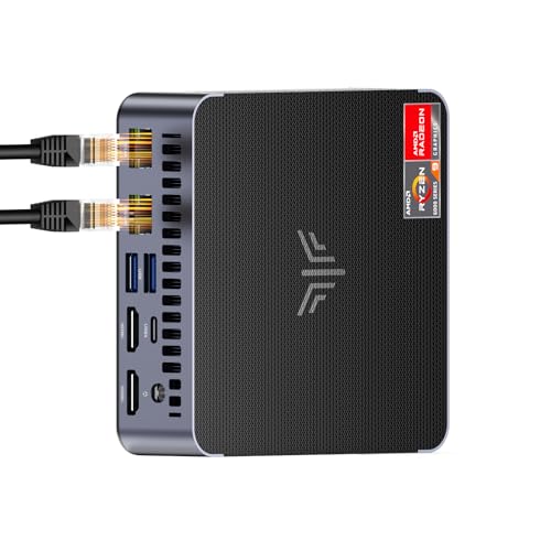 NiPoGi AM21 Mini PC АMD Ryzen 9 6900HX (8C/16T, jusqu'à 4,9 GHz), 16 Go DDR5 512 Go SSD M.2 NVME Mini-Ordinateur de Bureau WiFi 6, écran Quadruple 4K, 2X HDMI, USB4.0, Double LAN