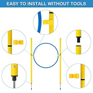 RAIN QUEEN Dog Agility Course Backyard Set - Agility Training Equipment for Dogs Starter Kit-Pet Outdoor Games with Tunnel, Weave Poles, Adjustable Hurdle, Jump Ring, Pause Box, Toys and Carrying Bag RAIN QUEEN Dog Agility Course Backyard Set Agility Training Equipment for Dogs Starter Kit Pet Outdoor Games with Tunnel Weave Poles Adjustable Hurdle Jump Ring Pause Box Toys and Carrying Bag