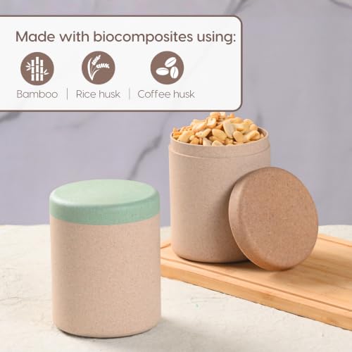 Image of Eha Earth Friendly Canister Set of 4 Made with Rice Husk| Kitchen Jar 400ml | Storage and Containers | Air tight containers for kitchen storage | Multilight