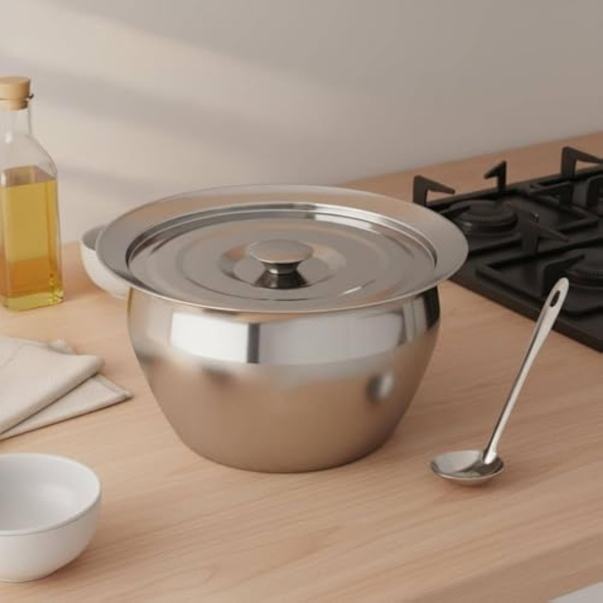 Extra Thick Stainless Steel Oil Strainer Pot, 11 Inch