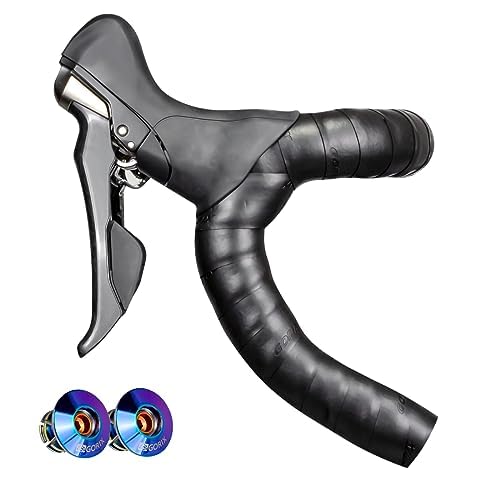 GORIX Cinta de barra Envoltura de agarre para manillar + Tapón resbaladizo de aceite de 2 barras para caminos de grava todoterreno Bicicleta de carretera Ciclismo (G.Akuma)