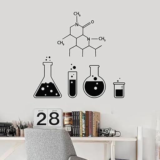 Adhesivo de vinilo para pared con fórmula química, para laboratorio, aula, escuela, ciencia, química, cristalería, tubo de ensayo, decoración de interiores | Ya disponible en tu tienda friki favorita! En mundofriki.es!