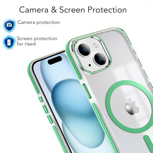 Image of MINTZZ ️ for iPhone 14 Case, Compatible with MagSafe, Military-Grade Protection, Yellowing Resistant, Scratch-Resistant TPU Back, Magnetic Phone Case (Green, iPhone 14)