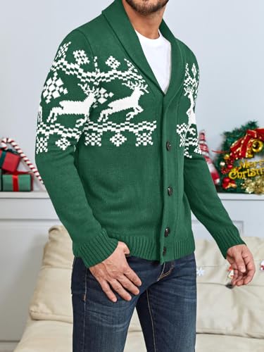 Image of Karlywindow Mens Cable Knit Cardigan Sweater Shawl Collar Loose Fit Long Sleeve Casual Cardigans