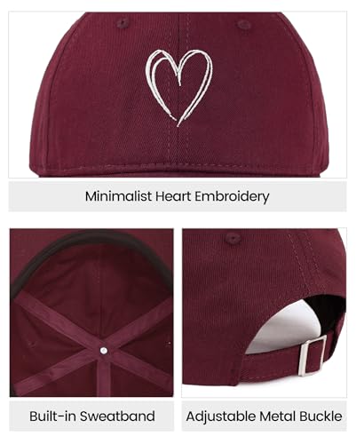 Image of American Trends Womens Baseball Caps Cute Heart Dad Hat, Adjustable Cotton Unisex Cap for Workout, Golf & Everyday Wear