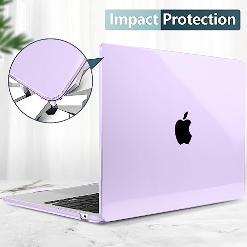 Image of DONGKE Compatible with MacBook Air 13 inch Case M5 M4 M3 M2 2026 2025 2024-2022 A3449 A3240 A3113 A2681, Plastic Hard Shell & Keyboard Cover for MacBook Air 13.6 inch, Crystal Purple