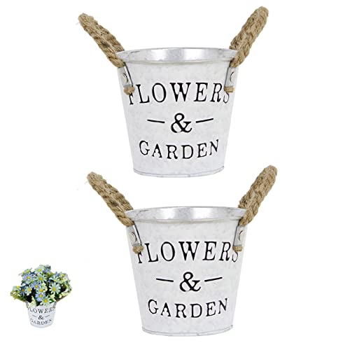 FENGHUNAYUE Seau à Plantes en Pots Bonsaï JardinièRe MéTal JardinièRes Fer Vintage Fleurs Rustique pour Les Arrangements Floraux De Balcon Jardin ExtéRieur D'IntéRieur(2 Pcs) Noir Cover