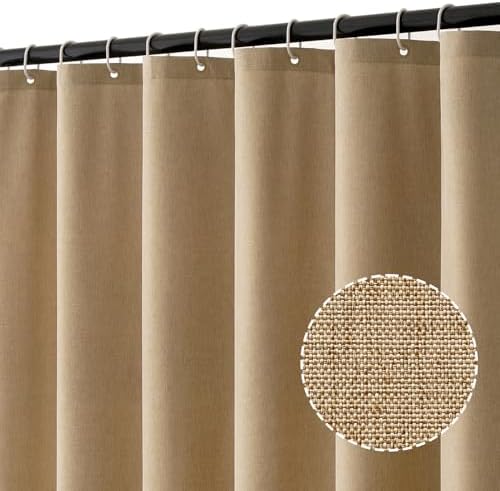 MIULEE Duschvorhang Leinen Texturiert 180x200 cm Khaki Anti Schimmel | Schwerer Hotel Luxus Polyester Wasserdicht Duschvorhänge,Shower Curtain Waschbar Stoff Badvorhang für Badezim