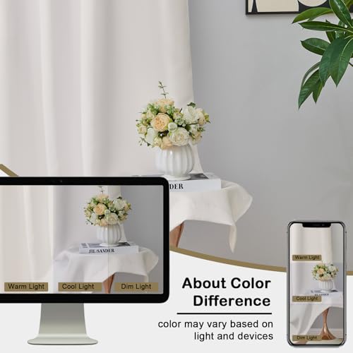 Image of Natural Room Darkening Curtains 90 Inches Long 2 Panels Set, Solid Thermal Insulated Soft Blackout Curtains for Bedroom, Dual Rod Pocket Window Treatments Drapes for Living Room, 2x50Wx90L