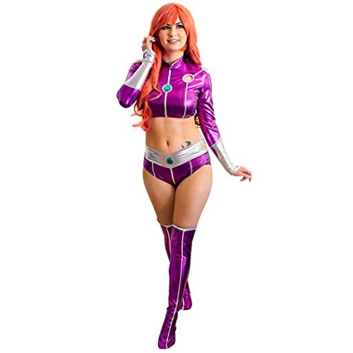 C-ZOFEK Teen Titans Super Mujeres Púrpura Cosplay Disfraz - Morado - S