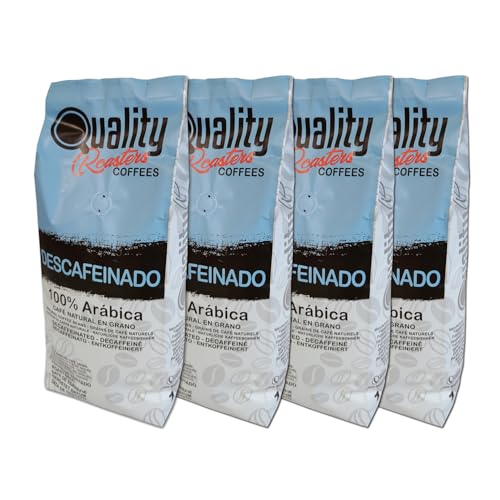 Quality Roasters. Café en grano natural. Descafeinado. 100% Arábica Méjico. Tueste Medio. Tostado artesano. (4 Kg, Tostado clásico)