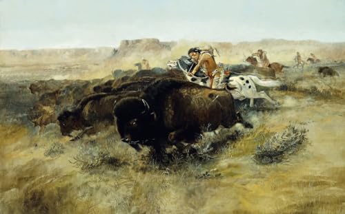 Cuadro sobre lienzo Caza de animales de Charles Russell 60x90cm para decoraciones de salón