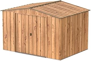 Duramax Top Shed 10 x 8 Metal Garden Storage Shed, Made of Hot-Dipped Galvanized Steel, Strong Reinforced Roof Structure, Maintenance-Free & Weatherproof Metal Garden Shed, Woodgrain & Brown Trimmings