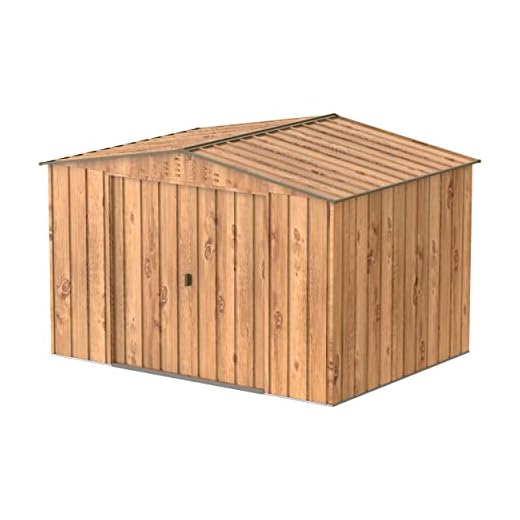 Duramax Top 10 x 8 Capanno da giardino in metallo resistente alle intemperie, Venatura del legno e Marrone