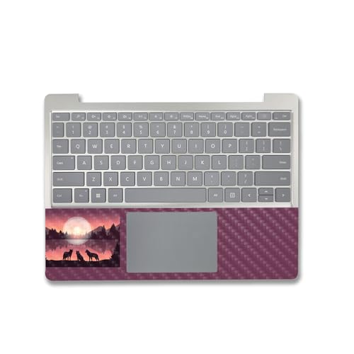 Image of MightySkins Carbon Fiber Skin Compatible with Microsoft Surface Laptop Go 3 (2023) Full Wrap Kit - Wolf Silhouette | Protective, Durable Textured Carbon Fiber Finish | Easy to Apply | Made in The USA