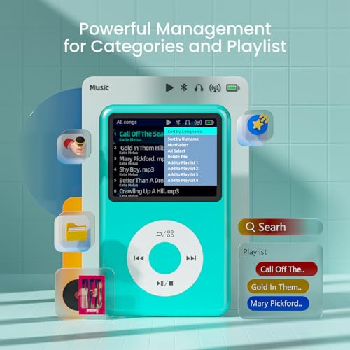 Image of Y1 Mp3 Player with Bluetooth 128G Innioasis Version Upgrade Portable Mini HiFi Sound Bluetooth Digital Music Player 2.4 inch Screen Nice Gift for 2025 Green