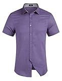 COOFANDY Men's Regular-Fit Short-Sleeve Solid Linen Cotton Shirt Casual Button Down Beach Shirt...