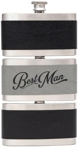 Wedding Flask - Best Man, With 2 Oz Coordinating Shot Glass